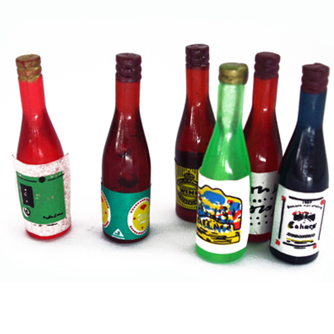 6pcs Miniature Wine Bottles Dollhouse Miniature Supply Wine Cellar