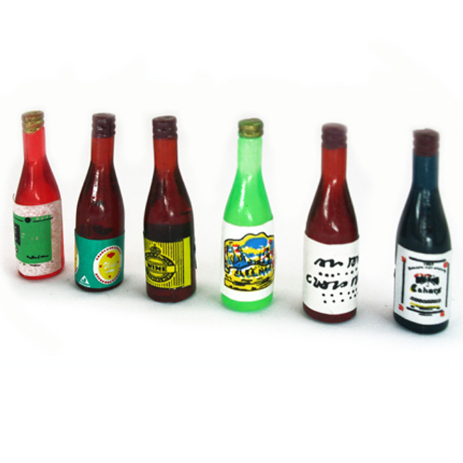 6pcs Miniature Wine Bottles Dollhouse Miniature Supply Wine Cellar