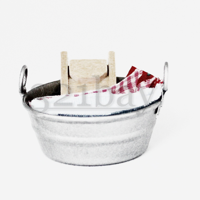 Miniature Tin Buckets Dollhouse Scale Miniature Washing Tub Miniature Tin Tub